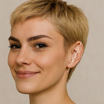 Double Triangle Oxidised Sterling Silver Ear Climbers, 5 of 9