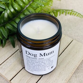 Personalised Mothers Day Dog Mum Amber Candle, 3 of 5