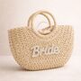 Large Bride Wicker Handle Basket Drawstring Bag, thumbnail 1 of 4