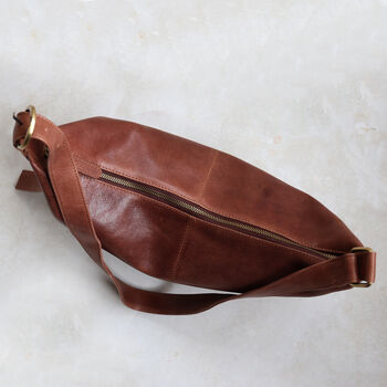 Leather Crescent Crossbody Shoulder Bag, 7 of 10