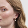 Blackberry Bramble Pearl Drop Gold Huggie Earrings, thumbnail 2 of 8