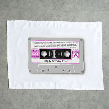 Personalised 40th Birthday Gift Cassette Tea Towel 1983, 3 of 6