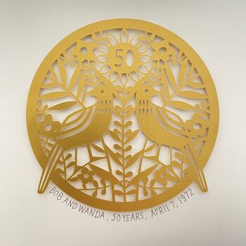 Personalised Golden Wedding Anniversary Paper Cut, 8 of 11