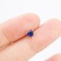 Sterling Silver Tiny Sapphire Blue Cz Heart Stud Earrings, thumbnail 3 of 12