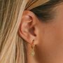 August Birthstone Peridot Gold Plated Huggie Hoop Earrings, thumbnail 1 of 12