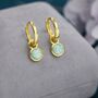 Sterling Silver Dangling Green Opal Hoop Earrings, thumbnail 4 of 12