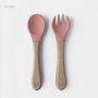 Silicone And Beechwood Fork And Spoon Set, thumbnail 7 of 8