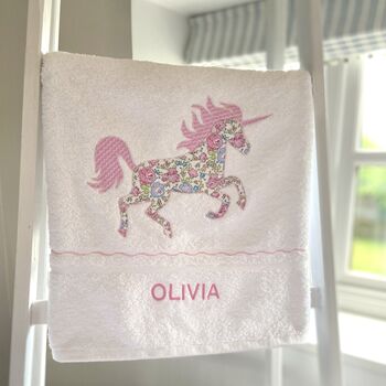 Personalised White Bath Towels With Liberty Print, 5 of 9