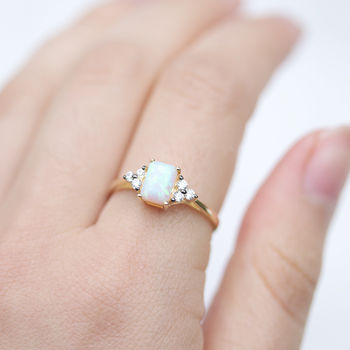 Opal Cluster Ring Sterling Silver Or Gold Plated, 5 of 6