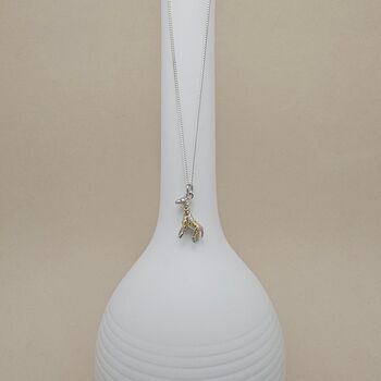 Personalised 925 Silver And Gold Plate Giraffe Necklace, 3 of 5