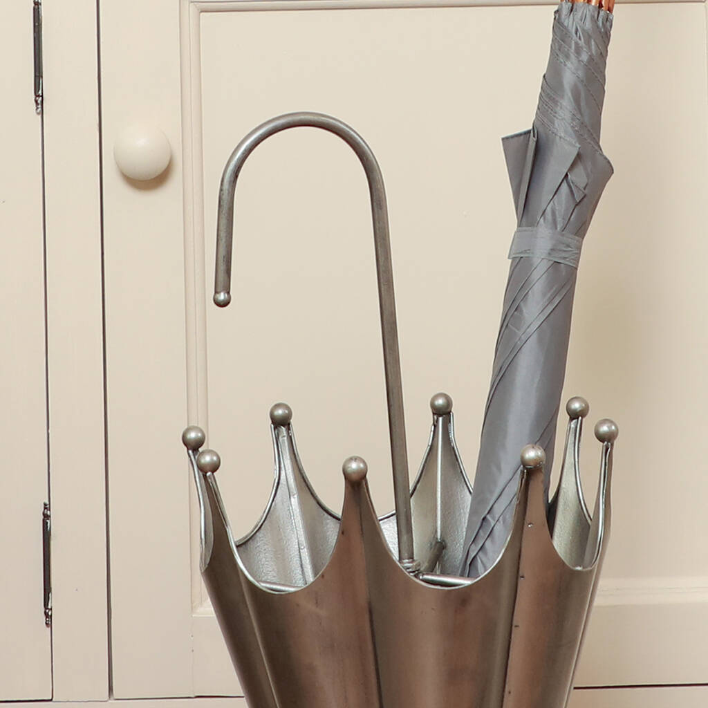 Vintage Silver Free Standing Umbrella Stand By Dibor