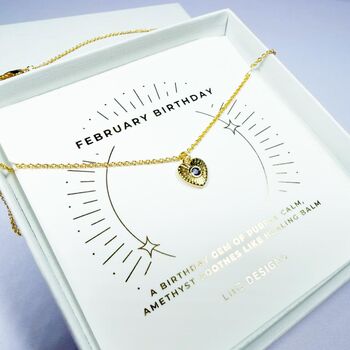 February Heart Birthstone Necklace Gift, 5 of 7