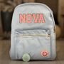 Personalised Nylon Backpack With Patch Letters And Motifs With Gold Outline, thumbnail 6 of 12