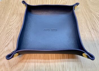 Personalised Dark Blue Leather Desk Accessories Tray, 11 of 12