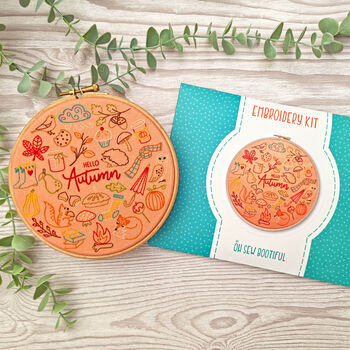 Hello Autumn Embroidery Kit, Seasonal Diy Craft Kit, 5 of 9