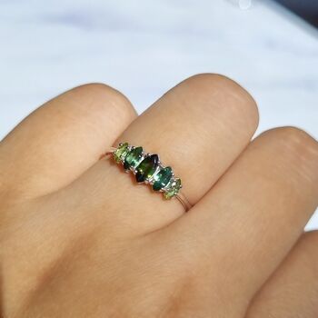 Ombre Green Tourmaline Ring In Sterling Silver, 4 of 12