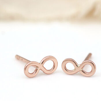 Tiny 9ct Gold Earrings. Infinity Symbol, 6 of 12