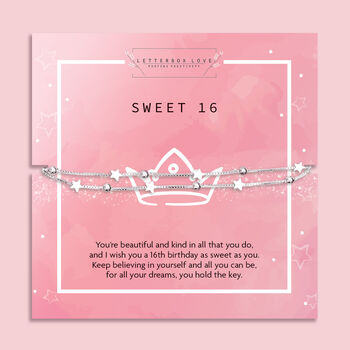 Sweet 16 Silver Stars Bracelet, 4 of 12