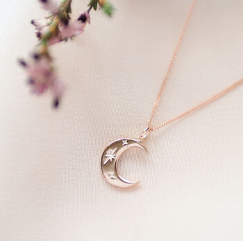 Solid Gold Crescent Moon Necklace, 6 of 11