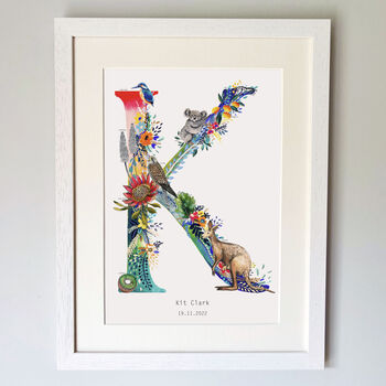 Personalised J To S Bright Wildlife Letter Print, 3 of 12
