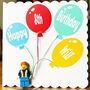 Personalised Lego Person And Balloon Card, thumbnail 1 of 3