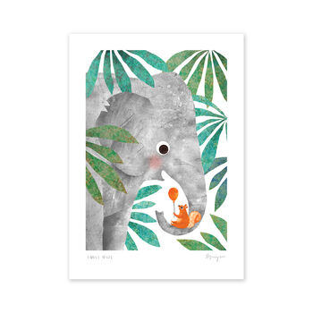 Elephant And Squirrel A4 Recycled Art Print, 4 of 5