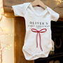 Personalised Baby's First Christmas Bow Babygrow, thumbnail 3 of 4