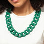 Statement Necklace Chunky Matte Turquoise Chain Links, thumbnail 1 of 4
