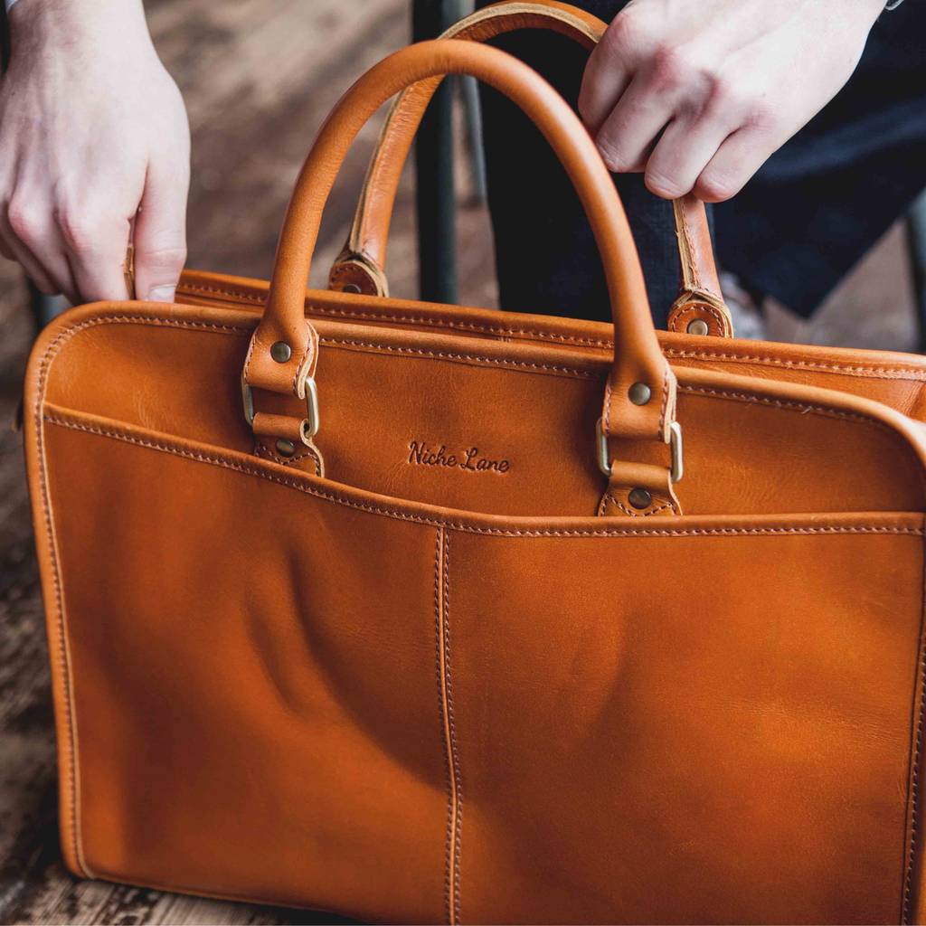 personalised leather briefcase