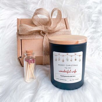 Merry Christmas To My Wonderful Wife Candle Gift Set, 3 of 5