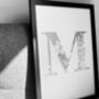 'Letter M' Linear Illustration Print, thumbnail 1 of 7