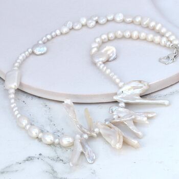 Mismatched White Freshwater Pearl Necklace, 7 of 11