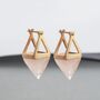 Rose Quartz Pyramid Gold Plated Sterling Silver Earrings, thumbnail 1 of 7