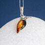 Personalised Sterling Silver Amber Kingfisher Pendant Necklace, thumbnail 1 of 9