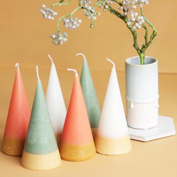 Colour Blocked Cone Pillar Candle, 3 of 7