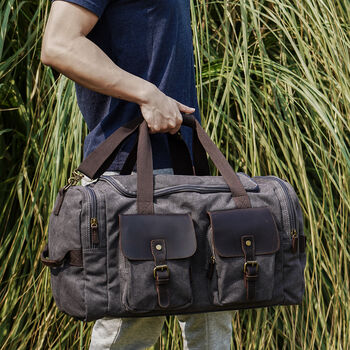 Canvas And Leather Military Style Holdall Bag By EAZO ...
