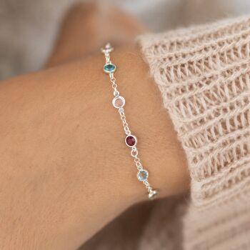Sterling Silver Mini Family Birthstone Bracelet, 3 of 8