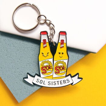 'Sol Sisters' Funny Beer Friendship Keyring, 2 of 7