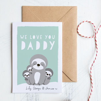 Personalised Daddy Valentine's Day Card With Sloths, 3 of 4