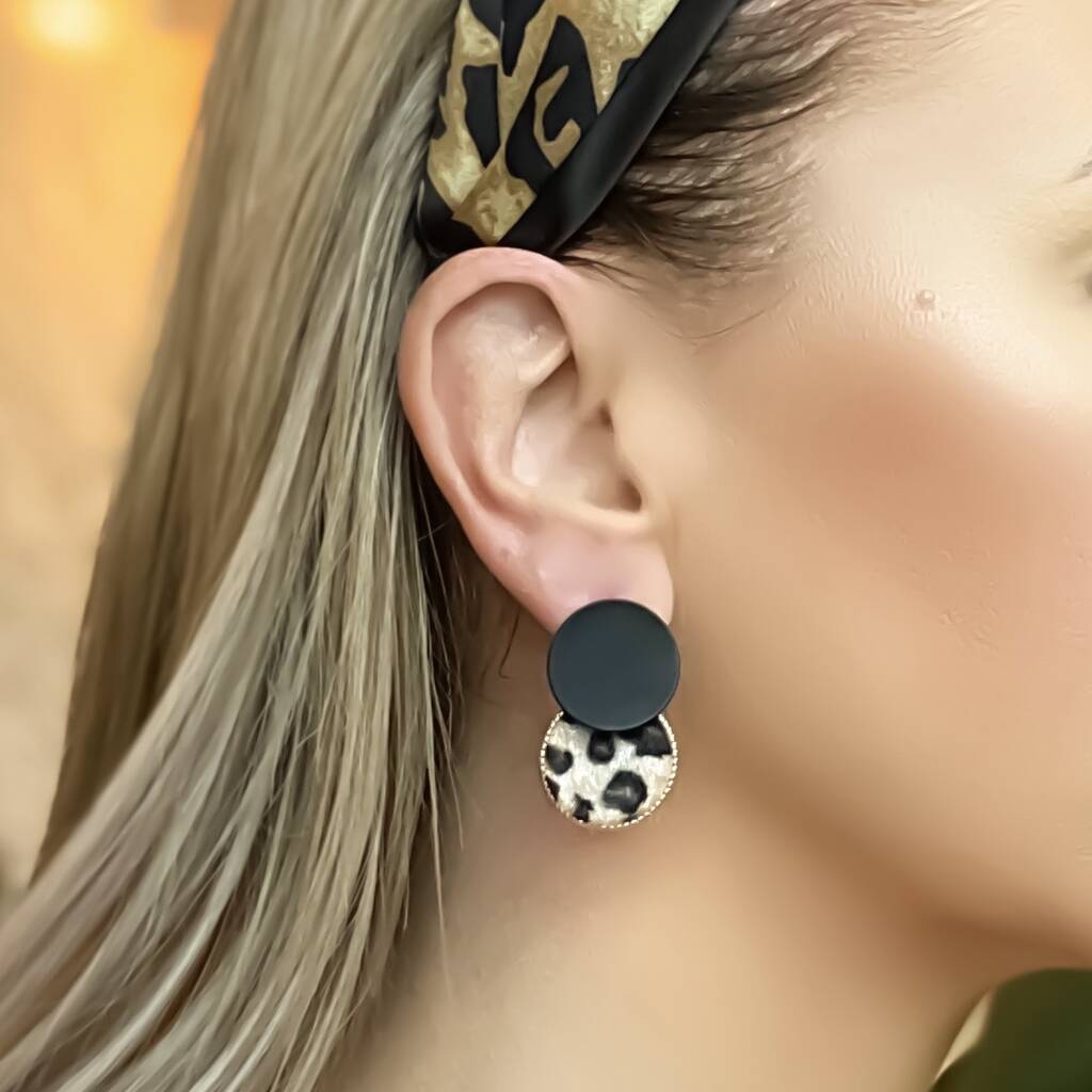 Leopard Print Statement Earrings By Lime Lace