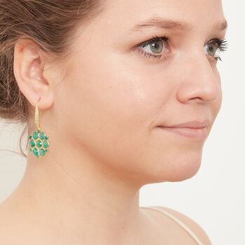 Emerald Gold Plated Silver Mandala Drop Earrings, 3 of 11