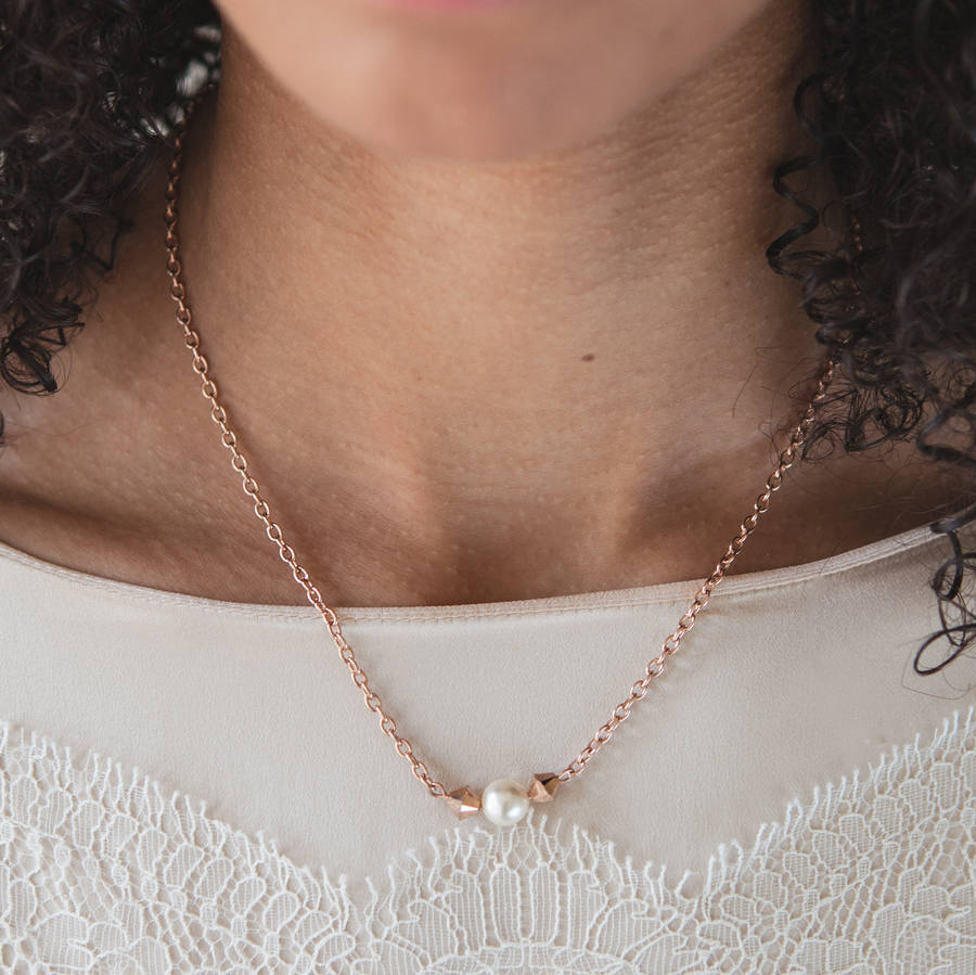 rose gold plated swarovski pearl necklace by lhg designs
