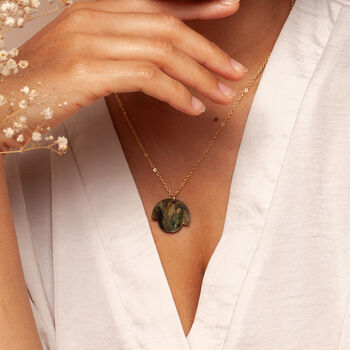 Art Deco Inspired Green Bloom Necklace And Earrings Set, 4 of 5