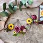 Sunflower, Burgundy And Dusty Pink Hair Pins, thumbnail 7 of 9