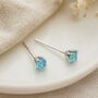 Sterling Silver Aquamarine Coloured Cz Micro Stud Earrings – 3mm, thumbnail 1 of 5