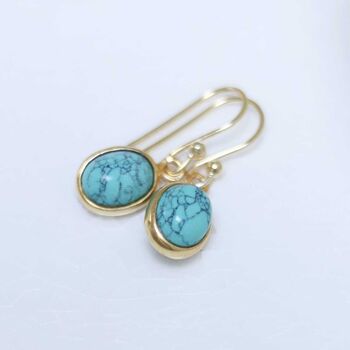 Gold Plated Turquoise Oval Earrings, 5 of 5