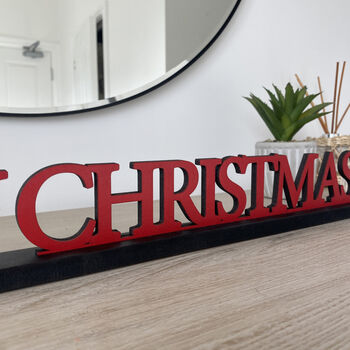 Merry Christmas Wooden Standing Sign With Stand, 3 of 6
