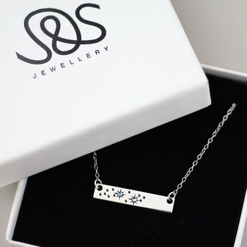 Birthstone Constellation Sterling Silver Bar Necklace, 3 of 7