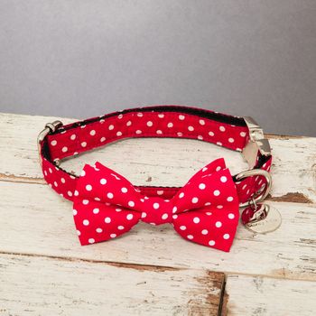 The York Red And White Spotted Dog Bow Tie And Lead Set, 6 of 6