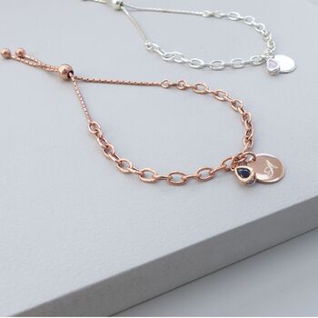 18ct Rose Gold Plated Personalised Birthstone Bracelet, 6 of 10